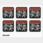 Sticker Carré Dancing Mummies Mettez Votre Mème D'Halloween Préf (Feuille)