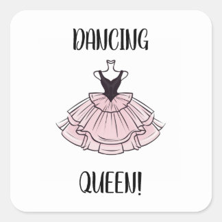 Sticker Carré Dancing Queen rose et noir Ballet Dance robe