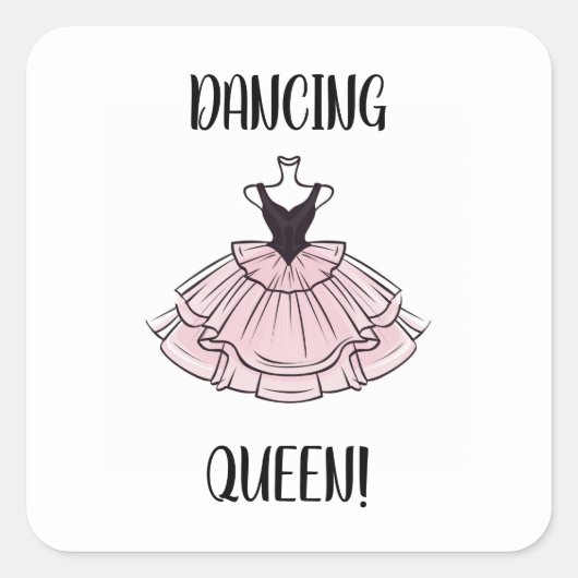 Sticker Carré Dancing Queen rose et noir Ballet Dance robe (Devant)