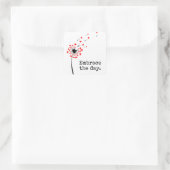 Sticker Carré Dandelion Coeurs Rouges Avec Citation (Sac)