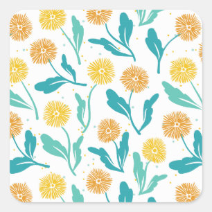 Sticker Carré Dandelion jaune motif floral - Inspiré par la natu