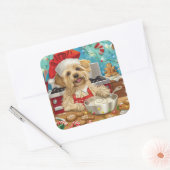 Sticker Carré Dandie Dinmont Terrier Cuisine de Noël (Enveloppe)