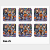 Sticker Carré Dandie Dinmont Terrier Trick-or-Treating Halloween (Feuille)