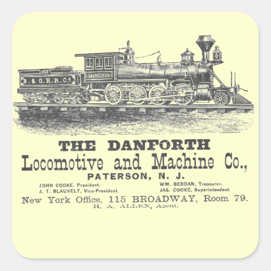 Sticker Carré Danforth Locomotive and Machine Company 1852 (Devant)