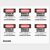 Sticker Carré Danger Attention au panneau Introvert (Feuille)