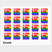 STICKER CARRÉ DANISH LGBT RAINBOW FLAG DANMARK PRIDE (Feuille)