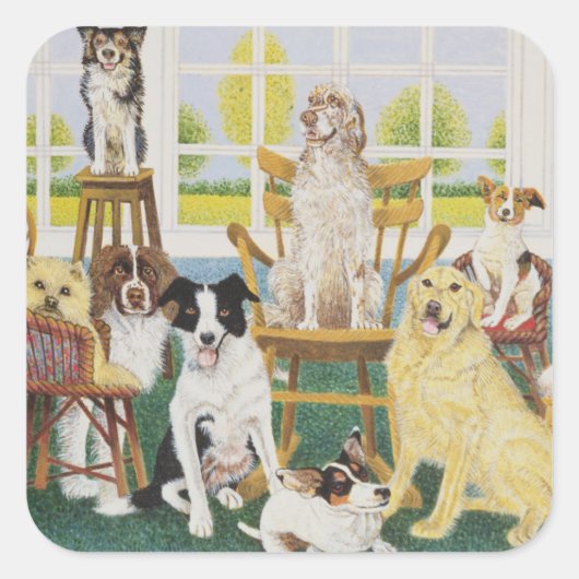 Sticker Carré Dans la maison des chiens (Devant)