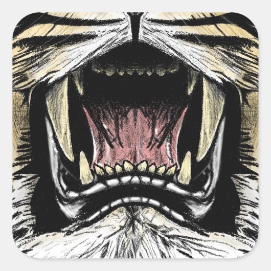 Sticker Carré Dans l'autocollant de la bouche du lion (Devant)