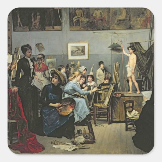 Sticker Carré Dans le Studio (Devant)