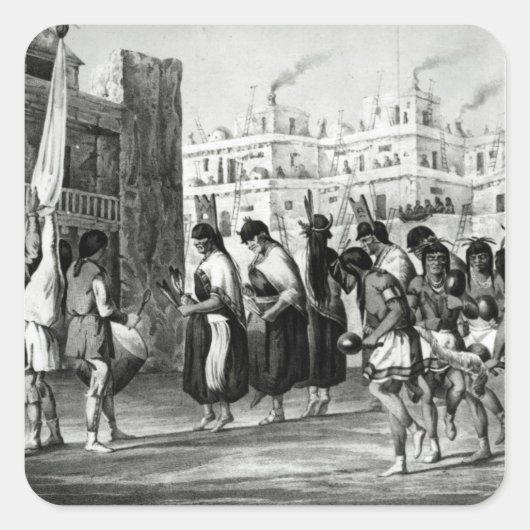 Sticker Carré Danse Buffalo au Pueblo de Zuni (Devant)