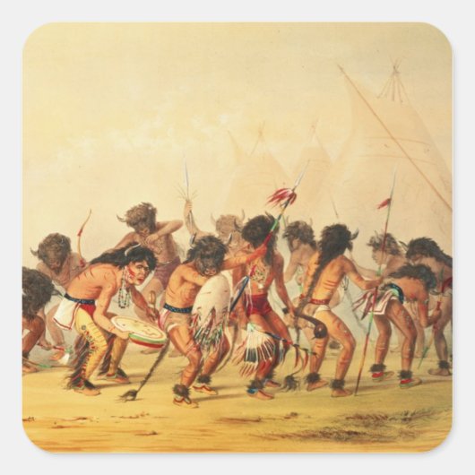Sticker Carré Danse de Buffalo, c.1832 (Devant)
