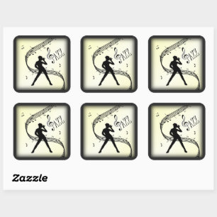 Sticker Carré Danse de Jazz Musique Jaune
