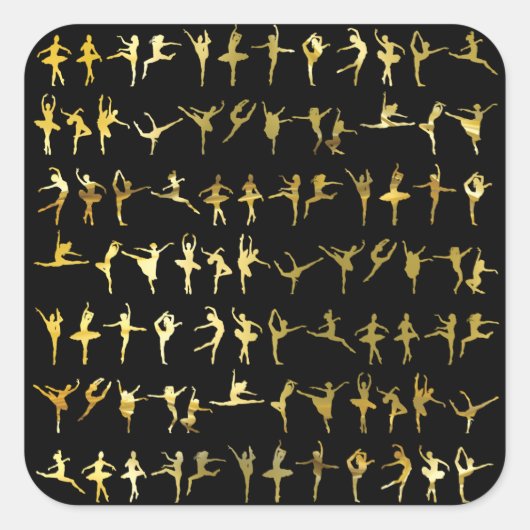 Sticker Carré Danse pose motif (or) - danse, ballet, yoga (Devant)