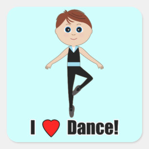 Sticker Carré Danseur classique de garçon : J'aime la danse
