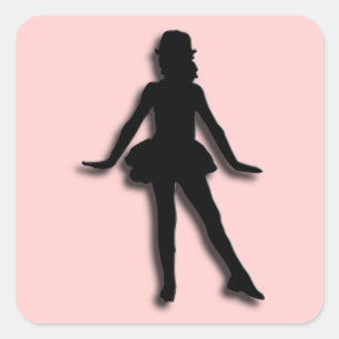 Sticker Carré Danseur de claquettes rose
