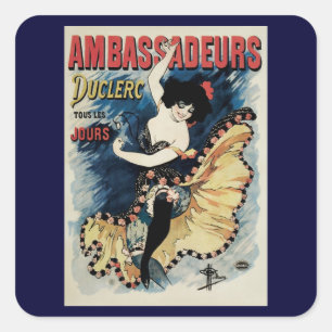 Sticker Carré Danseur de flamenco Art Nouveau vintage, Ambassade