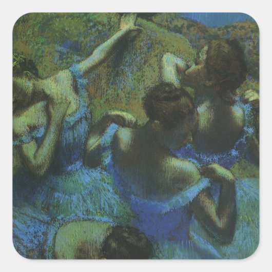 Sticker Carré Danseurs bleus par Edgar Degas, Impressionnisme Vi (Devant)