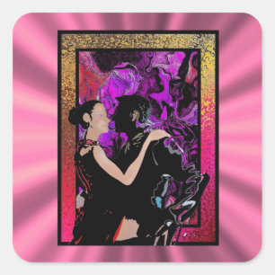Sticker Carré Danseurs de style Art déco romantique