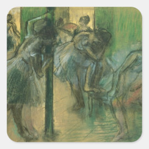 Sticker Carré Danseurs d'Edgar Degas   préparant