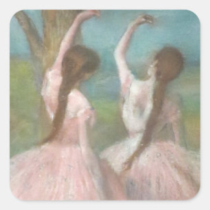 Sticker Carré Danseurs en Pink Edgar Degas