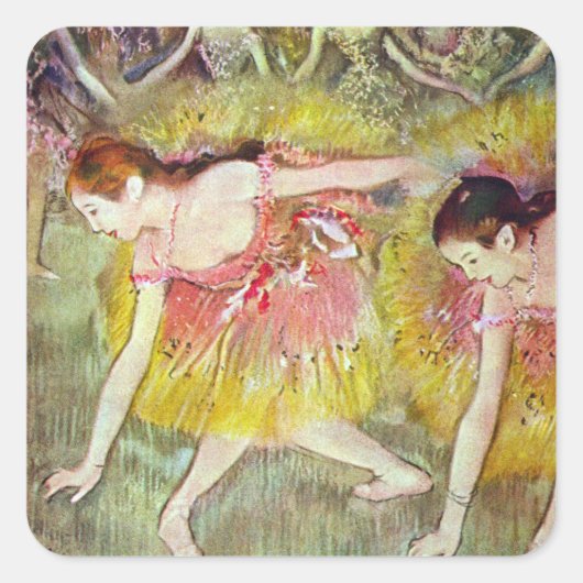 Sticker Carré Danseurs se penchent par Edgar Degas, Ballet Art (Devant)