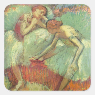 Sticker Carré Danseuses en vert par Edgar Degas, Ballet Vintage
