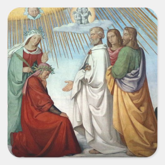 Sticker Carré Dante & Beatrice arrivent sur les étoiles fixes - (Devant)