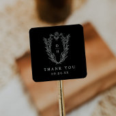 Sticker Carré DAPHNE Merci Mariage noir foncé traditionnel