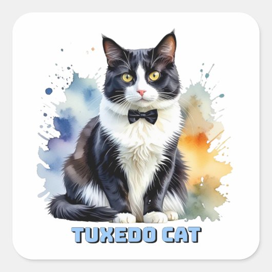 Sticker Carré Dapper Tuxedo Cat (Devant)