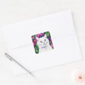 Sticker Carré d'aquarelle blanc chat (Enveloppe)
