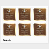 Sticker Carré Dark Brown Product Label Gold Frame Logo Monogram (Feuille)