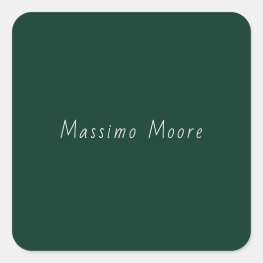 Sticker Carré Dark Green Elegant Casual Own Name Handwriting (Devant)