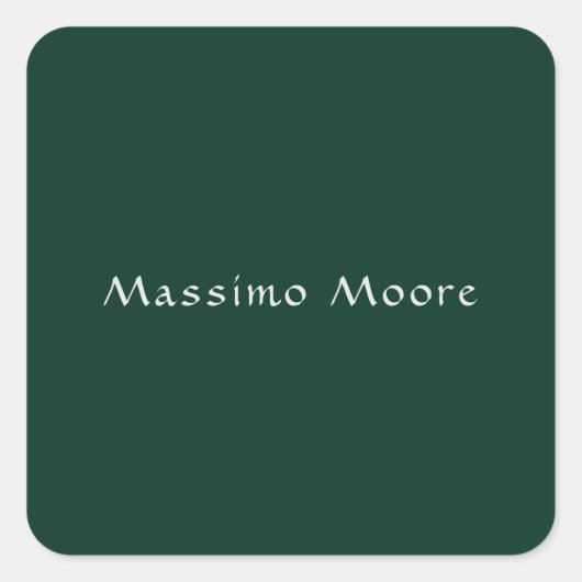 Sticker Carré Dark Green Elegant Casual Own Name Handwriting (Devant)