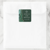 Sticker Carré Dark Green Gold Agate Bar Mitzvah Party (Sac)