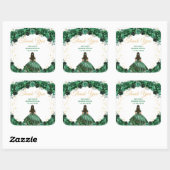 Sticker Carré Dark Green Princess Quinceañera Thank You (Feuille)