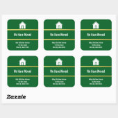 Sticker Carré Dark Green White and Faux Gold Moving Announcement (Feuille)
