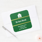 Sticker Carré Dark Green White and Faux Gold Moving Announcement (Enveloppe)