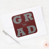 Sticker Carré Dark Maroon Gris Gras Graduation Party (Enveloppe)
