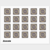 Sticker Carré Dark Mocha or Mariage Floral Merci (Feuille)