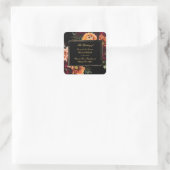 Sticker Carré Dark Moody Burgundy Orange Rust Floral Wedding (Sac)