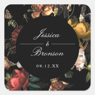 Sticker Carré Dark Moody Romantic Floral Néerlandais Mariage