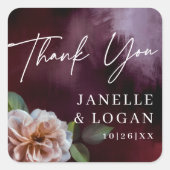 Sticker Carré Dark + Moody Rustique Floral Wedding Favoriser (Devant)