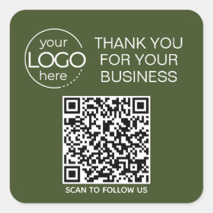 Sticker Carré Dark Moss Green QR Code Smart Contact