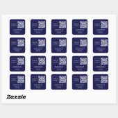 Sticker Carré Dark Navy Blue QR Code Business Logo Website (Feuille)