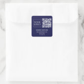 Sticker Carré Dark Navy Blue QR Code Business Logo Website (Sac)