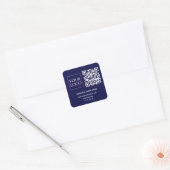 Sticker Carré Dark Navy Blue QR Code Business Logo Website (Enveloppe)