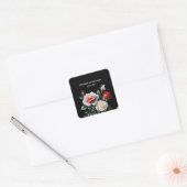 Sticker Carré Dark Pretty pink white red roses floral wedding (Enveloppe)