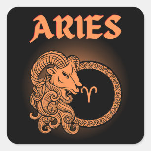 Sticker Carré Dark Zodiac - Bélier Art d'Astrologie Médiévale