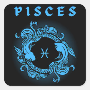 Sticker Carré Dark Zodiac - Poissons   Art de l'Astrologie Médié