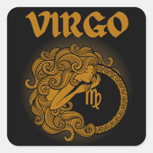Sticker Carré Dark Zodiac - Vierge Art d'Astrologie Médiévale